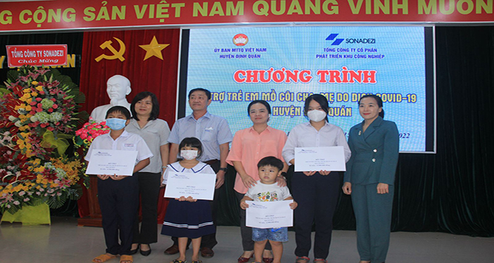 Sonadezi hỗ trợ dài hạn cho trẻ em mồ côi vì dịch Covid -19 ở huyện Định Quán