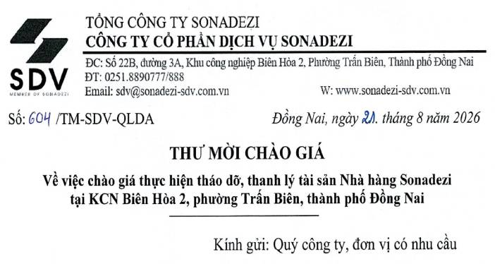 THƯ MỜI CHÀO GIÁ